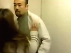 Lewd lovers fuck in the elevator