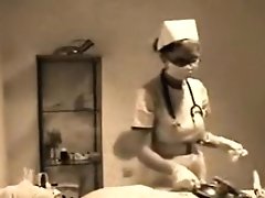 Vintage masked nurse handjob